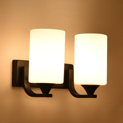 Modern Minimalist Iron Glass Linear 1/2 Light Wall Sconce Lamp For Bedroom