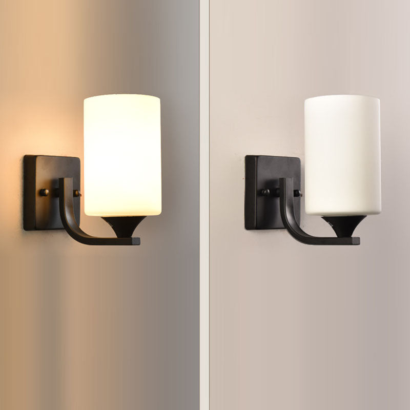 Modern Minimalist Iron Glass Linear 1/2 Light Wall Sconce Lamp For Bedroom