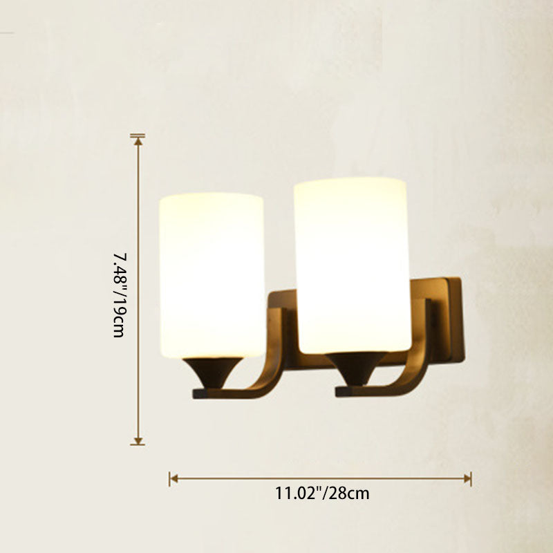 Modern Minimalist Iron Glass Linear 1/2 Light Wall Sconce Lamp For Bedroom