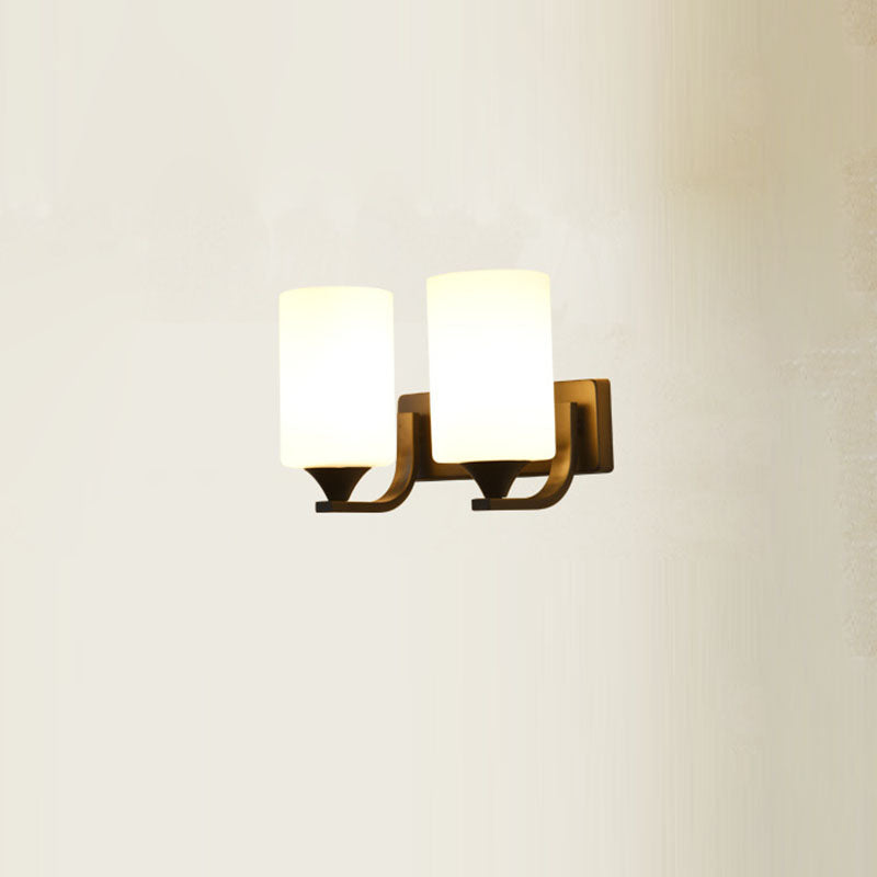 Modern Minimalist Iron Glass Linear 1/2 Light Wall Sconce Lamp For Bedroom