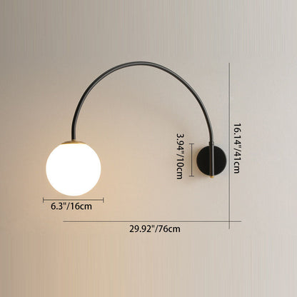 Contemporary Scandinavian Iron Glass Long Stick 1-Light Wall Sconce Lamp For Living Room