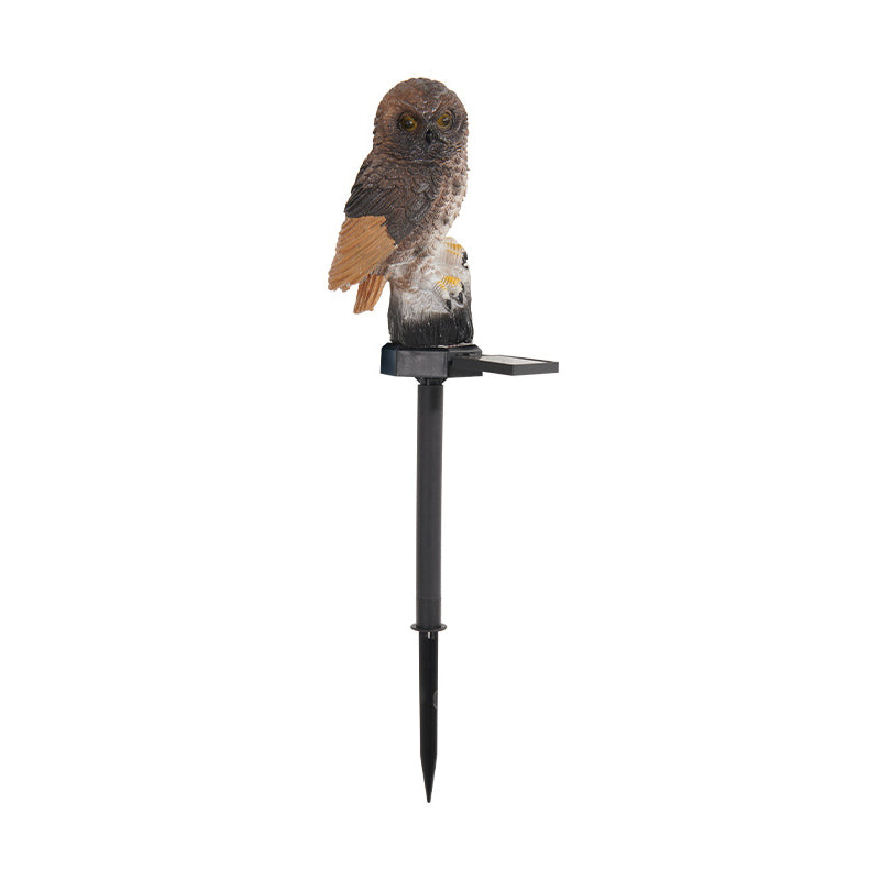 Modern Art Deco Waterproof Solar Resin PP Owl LED Landscape Lighting Outdoor Light For Outdoor Patio