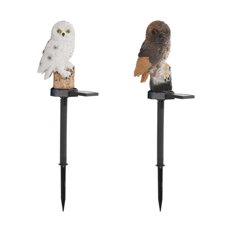 Modern Art Deco Waterproof Solar Resin PP Owl LED Landscape Lighting Outdoor Light For Outdoor Patio