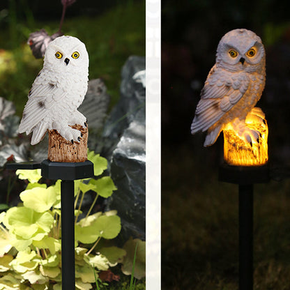 Modern Art Deco Waterproof Solar Resin PP Owl LED Landscape Lighting Outdoor Light For Outdoor Patio