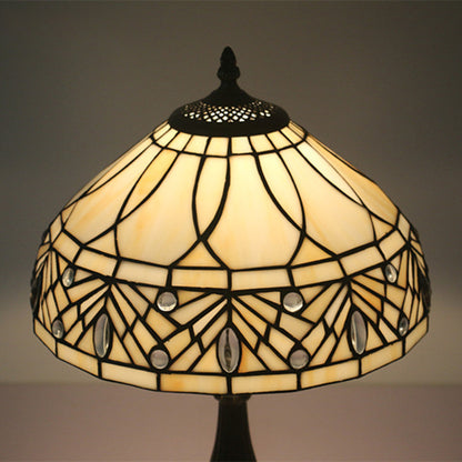 Contemporary Tiffany Resin Metal Glass Umbrella Shape 1-Light Table Lamp For Bedroom