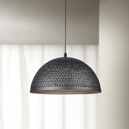 Traditional Japanese Steel Iron Round 1-Light Pendant Light For Bedroom