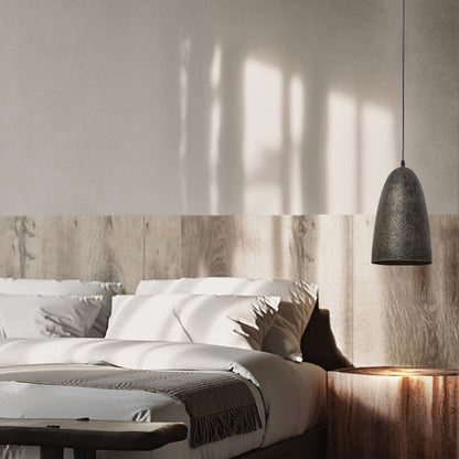 Traditional Japanese Steel Iron Round 1-Light Pendant Light For Bedroom