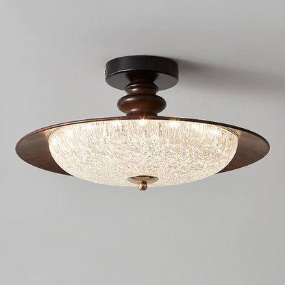 Traditional French Iron Acrylic Round LED Semi-Flush Mount Ceiling Light For Bedroom