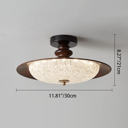 Traditional French Iron Acrylic Round LED Semi-Flush Mount Ceiling Light For Bedroom
