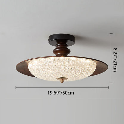Traditional French Iron Acrylic Round LED Semi-Flush Mount Ceiling Light For Bedroom