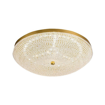 Contemporary Luxury Copper Glass Round LED Flush Mount Ceiling Light For Hallway