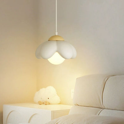 Contemporary Scandinavian Resin Wood Flower 1-Light Pendant Light For Dining Room