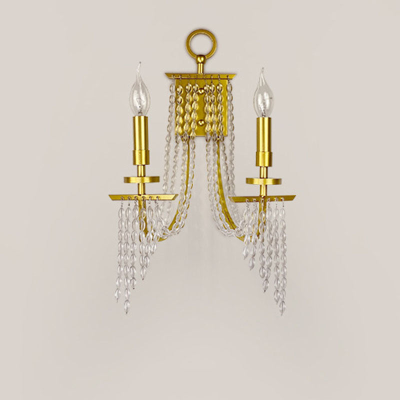 Contemporary Luxury Iron Crystal Candle 1/2 Light Wall Sconce Lamp For Living Room