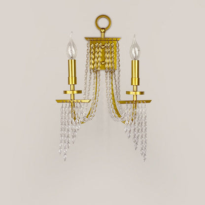 Contemporary Luxury Iron Crystal Candle 1/2 Light Wall Sconce Lamp For Living Room