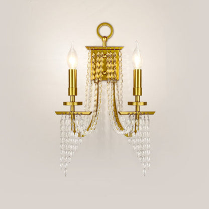 Contemporary Luxury Iron Crystal Candle 1/2 Light Wall Sconce Lamp For Living Room