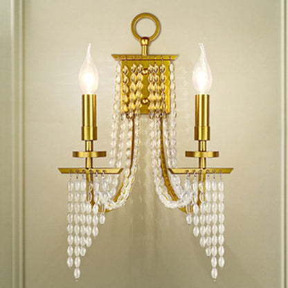 Contemporary Luxury Iron Crystal Candle 1/2 Light Wall Sconce Lamp For Living Room