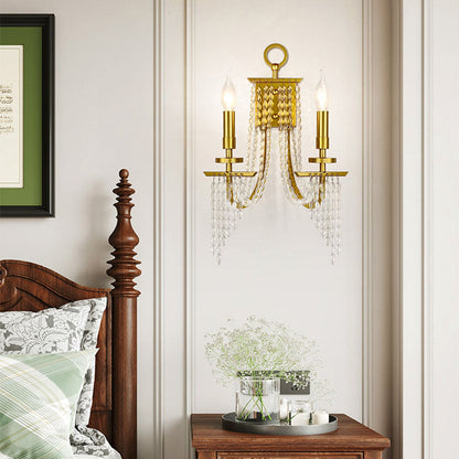 Contemporary Luxury Iron Crystal Candle 1/2 Light Wall Sconce Lamp For Living Room