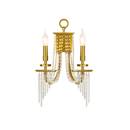 Contemporary Luxury Iron Crystal Candle 1/2 Light Wall Sconce Lamp For Living Room