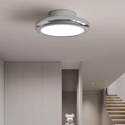 Modern Minimalist Iron Acrylic Round LED Semi-Flush Mount Ceiling Light For Bedroom