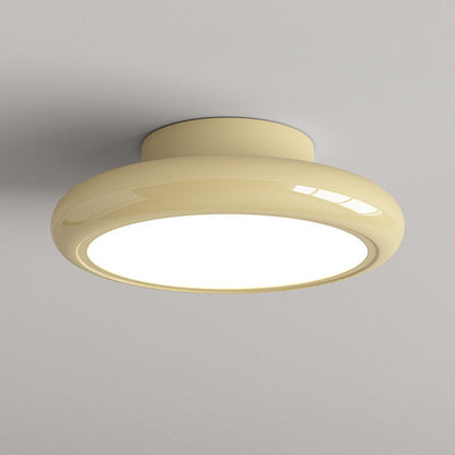 Modern Minimalist Iron Acrylic Round LED Semi-Flush Mount Ceiling Light For Bedroom