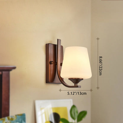 Contemporary Retro Iron Glass Lantern Flower 1-Light Wall Sconce Lamp For Living Room