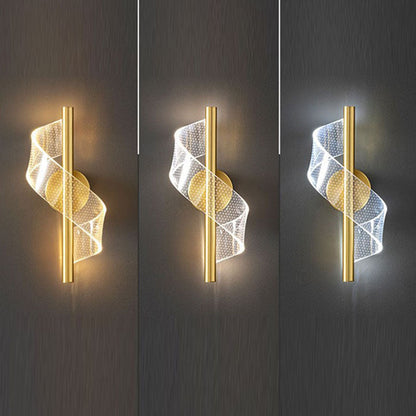 Contemporary Scandinavian Iron Acrylic Linear LED Wall Sconce Lamp For Bedroom
