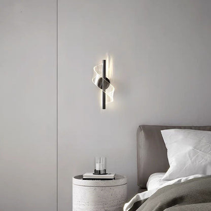 Contemporary Scandinavian Iron Acrylic Linear LED Wall Sconce Lamp For Bedroom