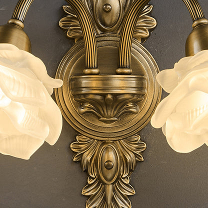Contemporary Luxury Copper Glass Flower 1/2 Light Wall Sconce Lamp For Living Room