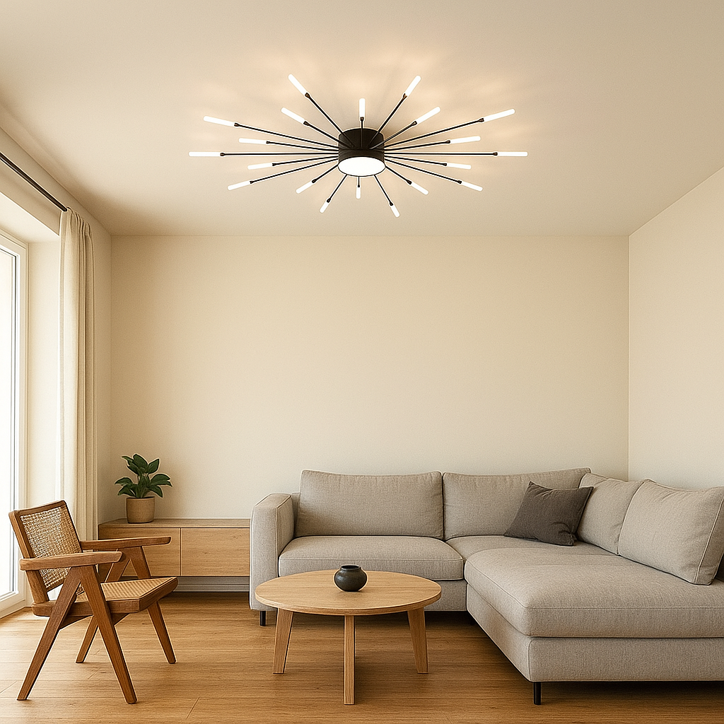 Contemporary Nordic Iron Aluminum Acrylic Round LED Semi-Flush Mount Ceiling Light For Living Room