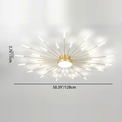 Contemporary Nordic Iron Aluminum Acrylic Round LED Semi-Flush Mount Ceiling Light For Living Room
