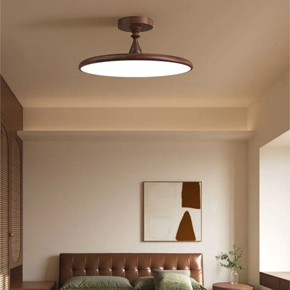 Contemporary Retro Iron PVC Round LED Semi-Flush Mount Ceiling Light For Bedroom