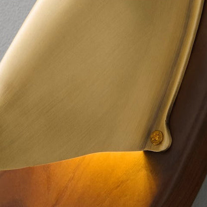 Contemporary Scandinavian Copper Ash Wood Round 1-Light Wall Sconce Lamp For Bedroom