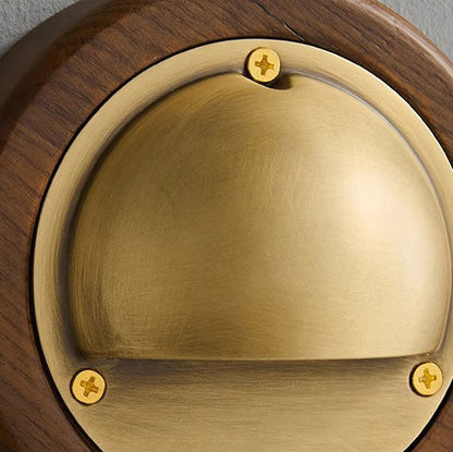 Contemporary Scandinavian Copper Ash Wood Round 1-Light Wall Sconce Lamp For Bedroom