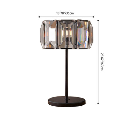 Contemporary Luxury Crystal Iron Round 1-Light Table Lamp For Bedroom