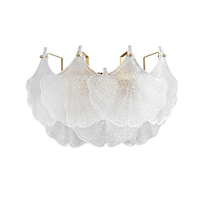 Contemporary Luxury Metal Glass Ginkgo Leaf Shape 2-Light Wall Sconce Lamp For Living Room