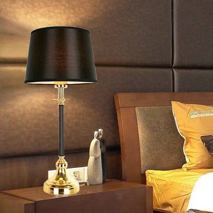 Contemporary Luxury Metal Fabric Round 1-Light Table Lamp For Bedroom