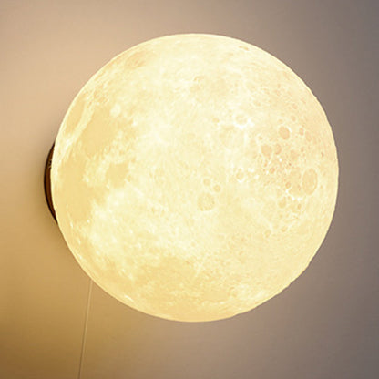 Contemporary Nordic Kids Resin Glass Ball Astronaut Lunar Planet 1-Light Wall Sconce Lamp For Bedside