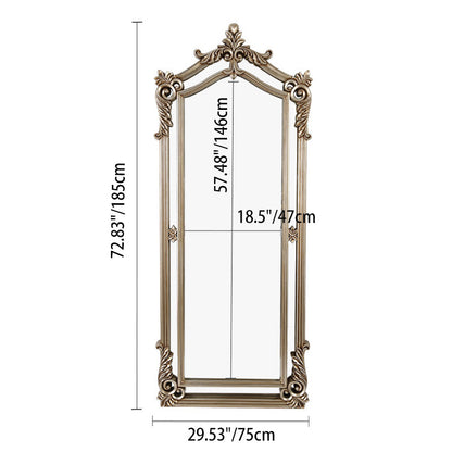 Contemporary Luxury Rectangular Carved Design Glass Polyurethane Velvet Wall Mirror For Bedroom