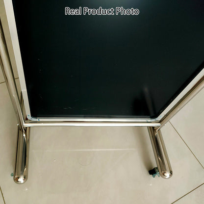 Modern Minimalist Rectangular Stainless Steel Glass Mobile Full-Length Floor Mirror For Living Room