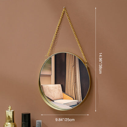 Contemporary Luxury Round Iron Glass Wall Mirror Hanging Mirror For Bedroom
