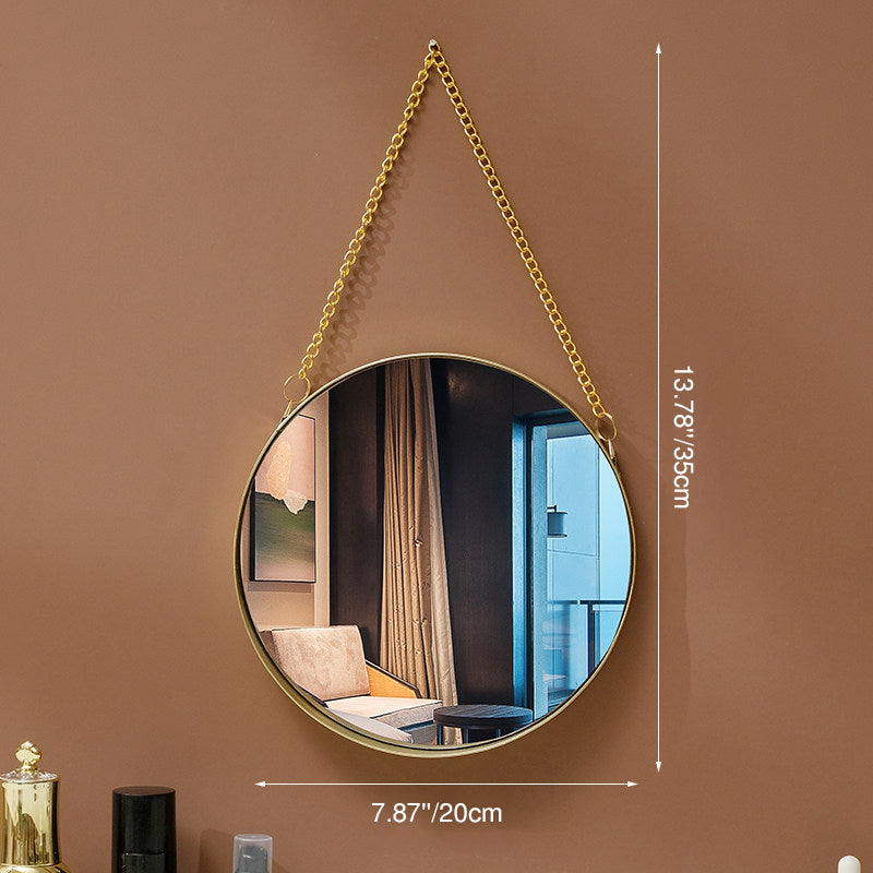 Contemporary Luxury Round Iron Glass Wall Mirror Hanging Mirror For Bedroom