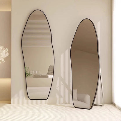 Modern Minimalist Curved Glass Aluminum Alloy Medium Density Fiberboard Wall Mirror For Bedroom