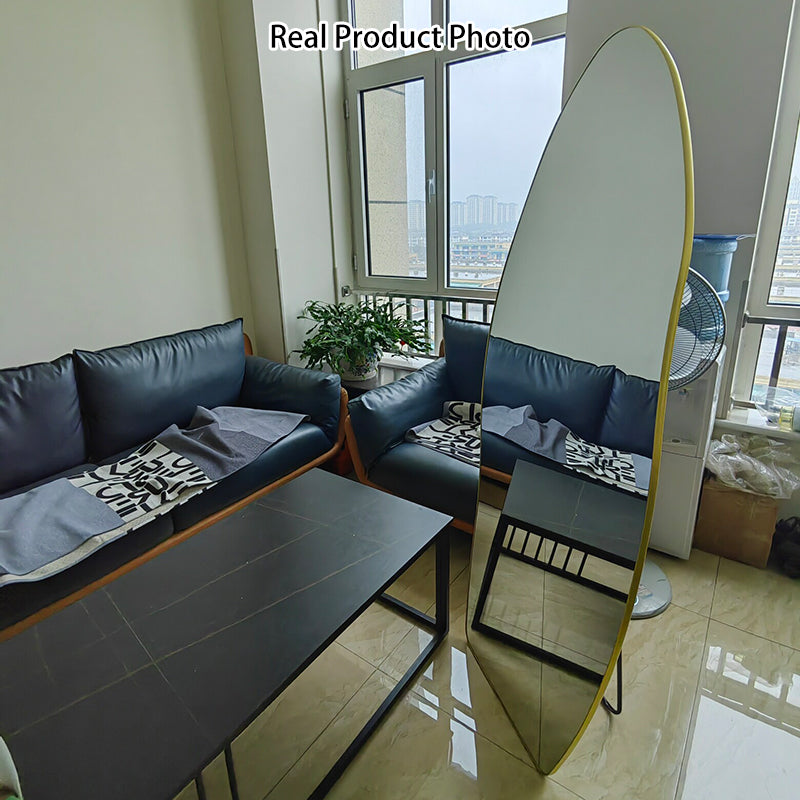 Modern Minimalist Curved Glass Aluminum Alloy Medium Density Fiberboard Wall Mirror For Bedroom