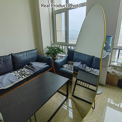 Modern Minimalist Curved Glass Aluminum Alloy Medium Density Fiberboard Wall Mirror For Bedroom