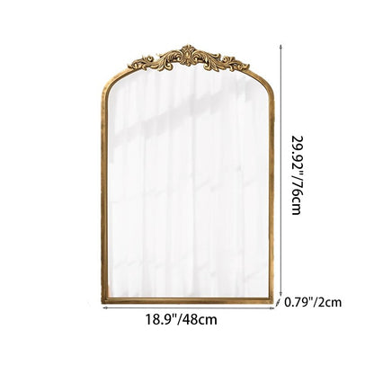 Traditional European Iron Glass Rectangular Arched Wall Mirror For Living Room & Bathroom