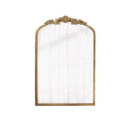 Traditional European Iron Glass Rectangular Arched Wall Mirror For Living Room & Bathroom