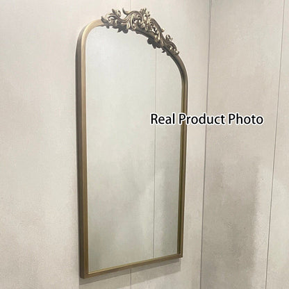 Traditional European Iron Glass Rectangular Arched Wall Mirror For Living Room & Bathroom
