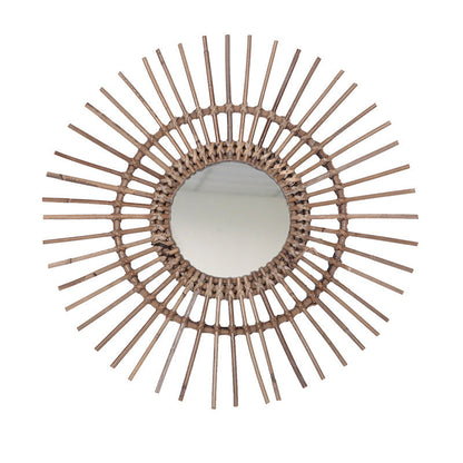 Natural Rattan Sun-shaped Wall Mirror - Boho Wall Decor & Handcrafted Design For Living Room