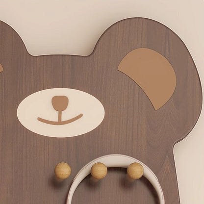 Contemporary Creative Particleboard Glass Bear-shaped Sliding Wall Mirror With DIY Pegboard Storage For Bedroom & Living Room