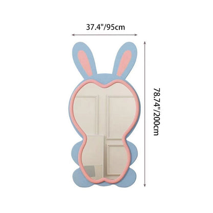Contemporary Creative HDF Velvet Sponge Rabbit-Shaped Full-Length Floor Mirror For Bedroom & Living Room
